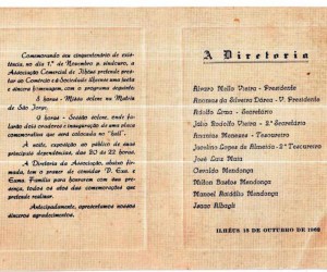 CLIQUE PARA AMPLIAR --------------------------- Convite para as Festividades do 50º ANIVERSÁRIO DA ASSOCIAÇÃO COMERCIAL DE ILHÉUS. A festa aconteceu no dia 1º de Novembro de 1962.
